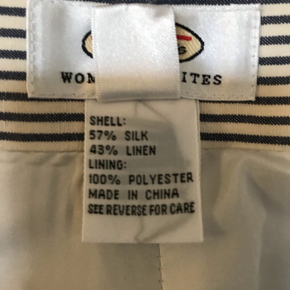 Talbots fully lined navy/eggshell striped cropped pants. Sz 22W PETITE - Picture 4 of 7